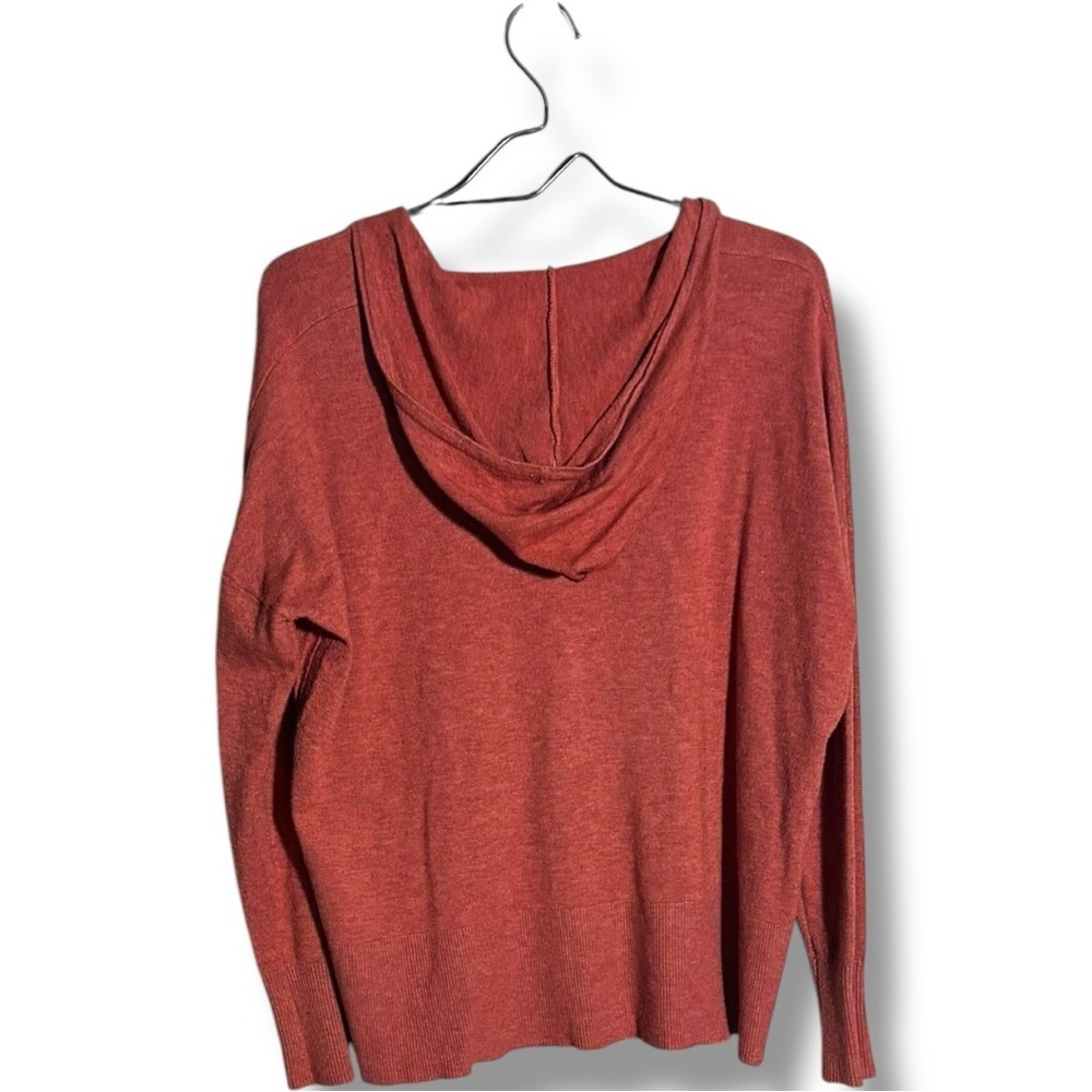Dreamers Cozy Super Soft Long Sleeve V Neck Rust Hoodie - Picture 14 of 15